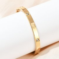 201 Stainless Steel Heart Bangles for Women with Rhinestones — Bracelet Women