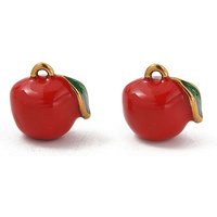 304 Stainless Steel Apple Charm with 18K Gold Plating — Charms & Pendants
