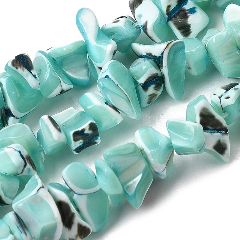 Brins de perles en coquillage Trochid naturel, turquoise pâle, 65-70pcs — Perles à bijoux