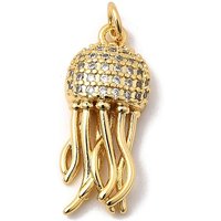 Pendentif Méduse en Laiton Micro Pave, Plaqué Or 16K — Breloques et pendentifs