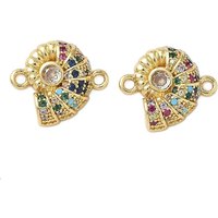 Charms de connecteur conch en zircon cubique micro pavé en laiton plaqué or 18K — Accessoires pour bijoux
