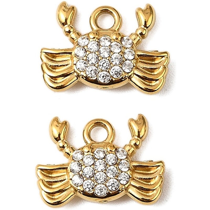 Charm en Acier Inoxydable 304 avec Zirconia Cubique - Crabe — Breloques et pendentifs