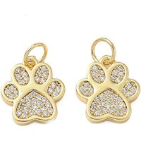 Charms en laiton avec pavé micro de pattes en or 18K — Breloques et pendentifs