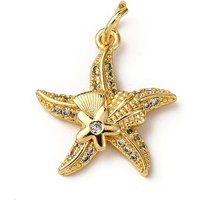 Brass Micro Pave Cubic Zirconia Starfish Pendant with Jump Ring — Charms & Pendants
