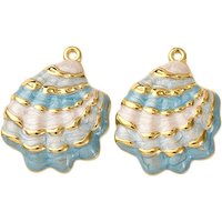Pendentif en Acier Inoxydable en Forme de Coquillage, Bleu Ciel — Breloques et pendentifs