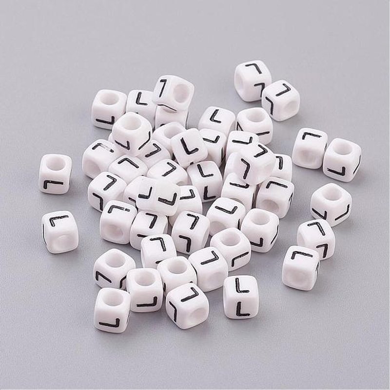 Perles Cubiques Lettres Acryliques, Blanches, Lettre L, 2600pcs — Perles à bijoux
