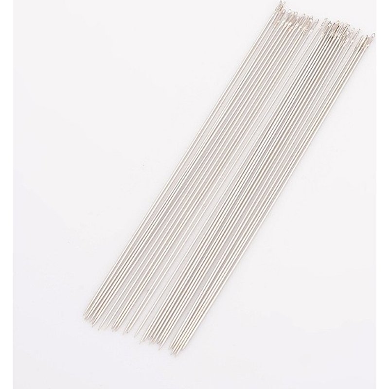 Aiguilles à perles en acier, platine, 79mm de long, 25-30pcs par sac — Outils de création de bijoux