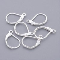 Brass Leverback Earring Findings with Loop, Lead Free, Silver Plated