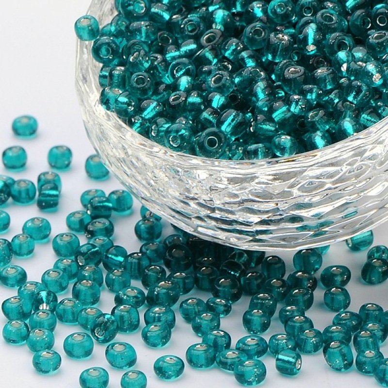 Perles de Verre 6/0, Trou Rond Argenté, Vert Mer Clair, 4mm — Perles à bijoux