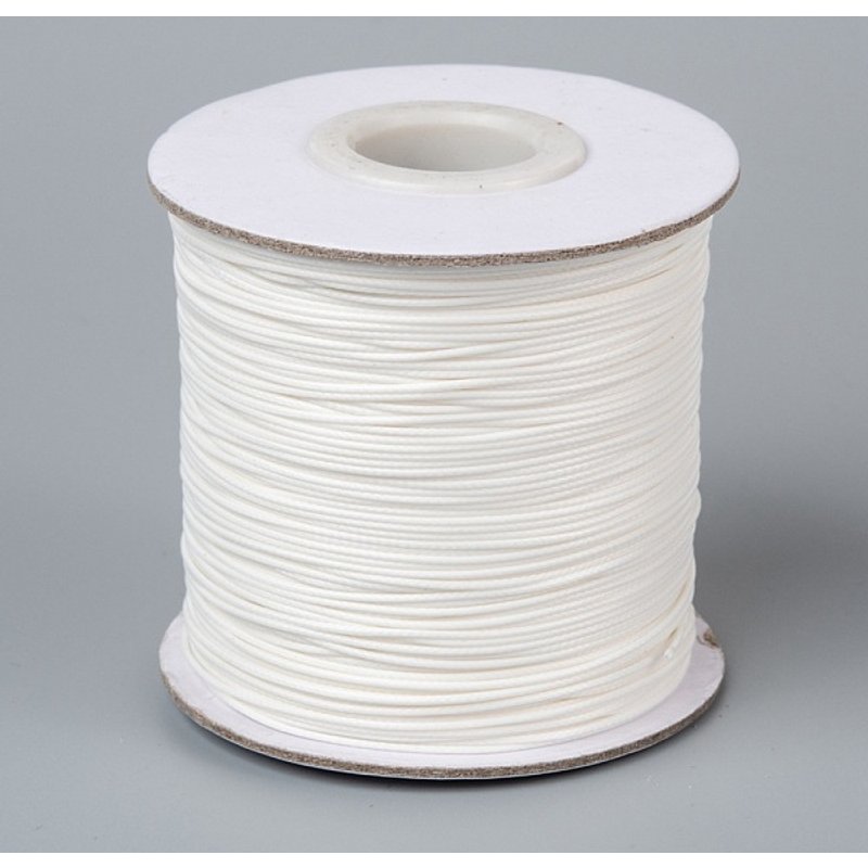 Corde à perles en polyester ciré, blanc crémeux, 0,5 mm, 169,51-174,98 verges — Chaînes, fils et cordons