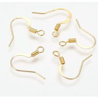 Brass French Earring Hooks with Horizontal Loop, Nickel Free