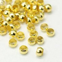 Brass Crimp Beads Rondelle, Golden, 3mm Diameter, 2mm Hole — Jewelry Beads