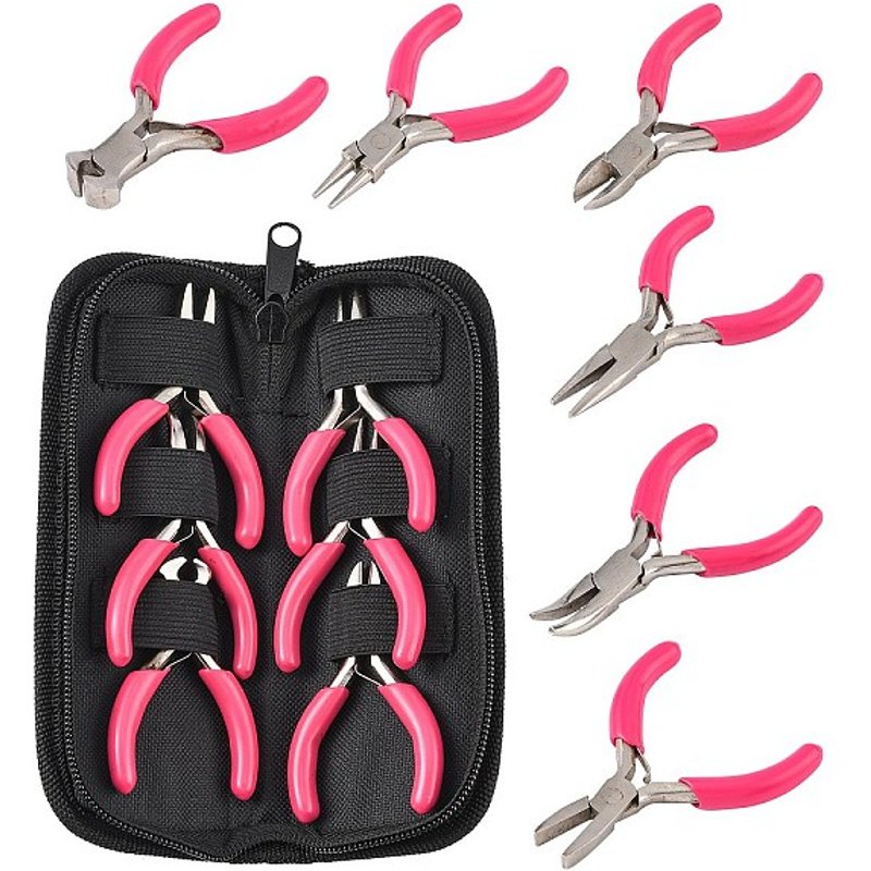 Ensemble de Pince en Acier au Carbone pour Bijoux - Pince Plate, Chaîne, Ronde, Courbée et Coupeuse — Outils de création de bijoux