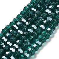 Electroplate Glass Bead Strands, Teal, Round, 4mm, 32 Facets — Jewelry Beads