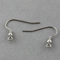 304 Stainless Steel Earring Hooks with Horizontal Loop