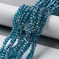 Electroplate Glass Beads Strands, AB Color Plated, Cadet Blue — Jewelry Beads