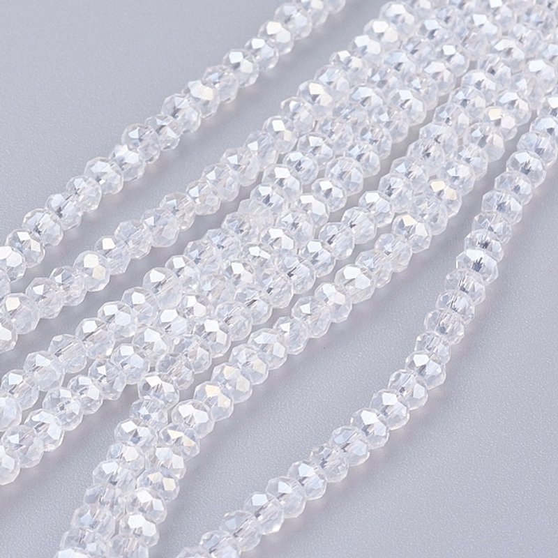 Brins de perles en verre électroplaqué, couleur AB, facettées en rondelle — Perles à bijoux