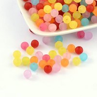 Perles en Acrylique Transparentes, Style Givré, Couleurs Mélangées, 8mm — Perles à bijoux