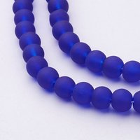 Frosted Blue Glass Bead Strands, Round, 6mm, 140pcs, 31.4 inch — Jewelry Beads