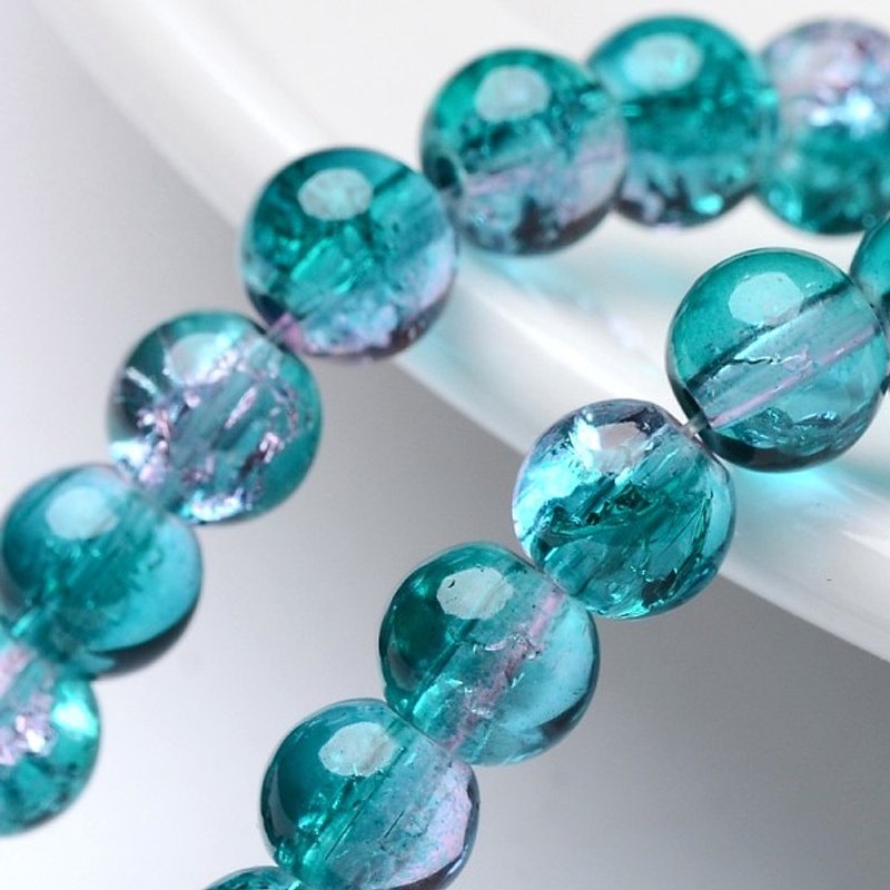 Crackle Glass Beads Strands, Round, Dark Cyan, 6mm, 133pcs — Jewelry Beads