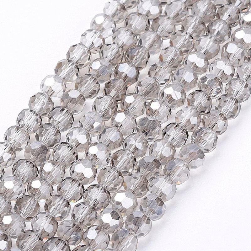 Brins de Perles en Verre Gainsboro, Facettées, Rondes, 6mm, 88-91pcs — Perles à bijoux
