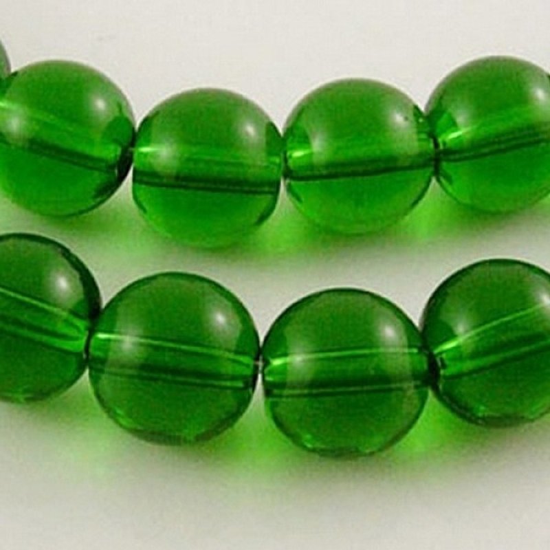 Brins de perles en cristal de verre rond vert de 4 mm, 80pcs/brin — Perles à bijoux