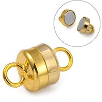Attaches magnétiques en laiton colonne avec boucles, doré, 11x6mm — Accessoires pour bijoux