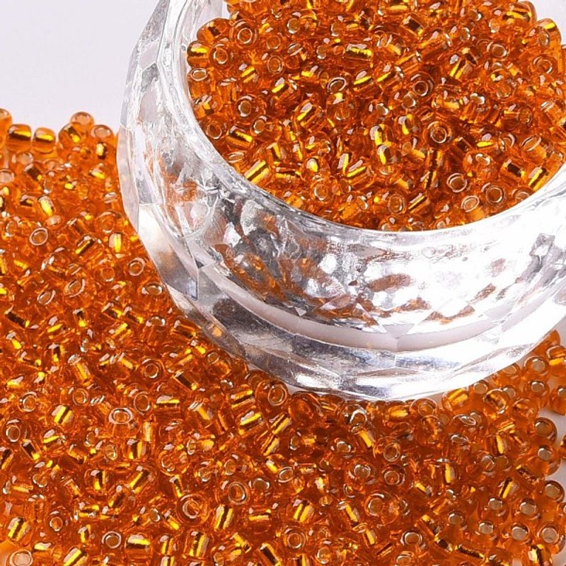 12/0 Glass Seed Beads, Orange Red, 2mm, Round, 1mm Hole — Jewelry Beads