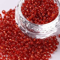 8/0 Red Glass Seed Beads with Silver Lining, 3mm, 1mm Hole — Jewelry Beads