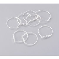 Brass Hoop Earrings, Nickel Free, Silver Color Plated, 30mm — Hoop Earrings
