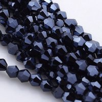 Faceted Bicone Electroplate Glass Beads Strands, Midnight Blue — Jewelry Beads