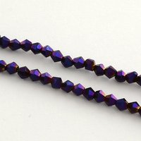 Brins de perles en verre électroplaqué - Bicone arc-en-ciel, violet, 4x4.5mm — Perles à bijoux