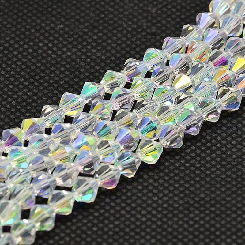 Brins de perles en verre Bicone électroplaqué imitation cristal autrichien — Perles à bijoux