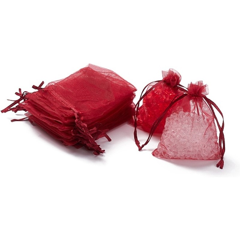 Sacs en Organza avec Cordon pour Bijoux et Cadeaux, Rouge Foncé — Rangement et présentation