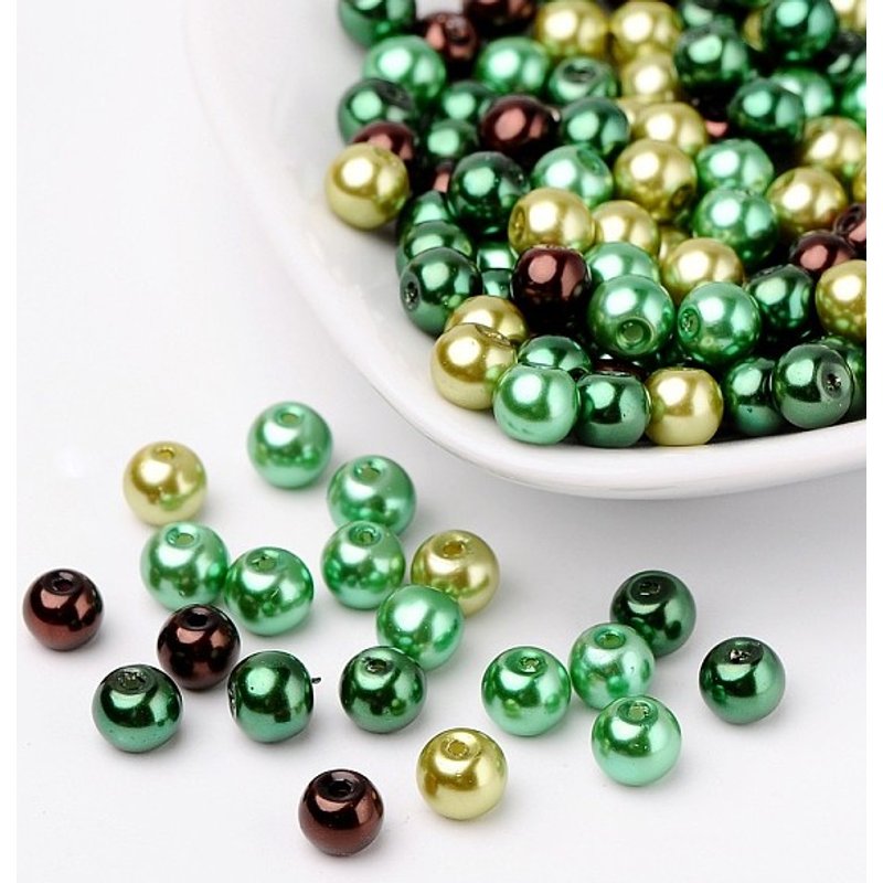 Perles en verre perlées Choc-Mint Mix, couleurs mélangées, 6mm — Perles à bijoux