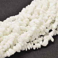 Brins de perles en verre opaque Chip, blanc, 5-14x5-10mm, trou de 1mm — Perles à bijoux