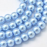 Brins de perles rondes en verre peint perlé Baking, bleu ciel — Perles à bijoux