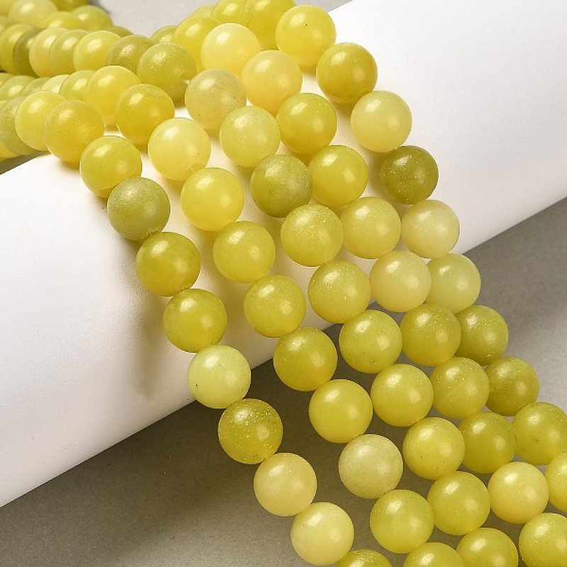 Natural Lemon Jade Round Bead Strands, 8-8.5mm, 15 inch — Jewelry Beads