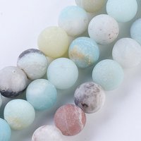 Fils de perles rondes d'amazonite naturelle givrée, 6-6.5mm — Perles à bijoux
