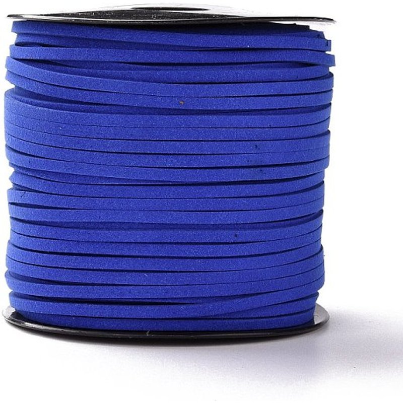 Corde en Suède Synthétique Écologique, Bleue, 3.0mm x 1.4mm, Rouleau de 90m — Chaînes, fils et cordons