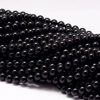 Fils de Perles de Tourmaline Noire Naturelle, Grade AA, 8mm, 15.7 pouces — Perles à bijoux