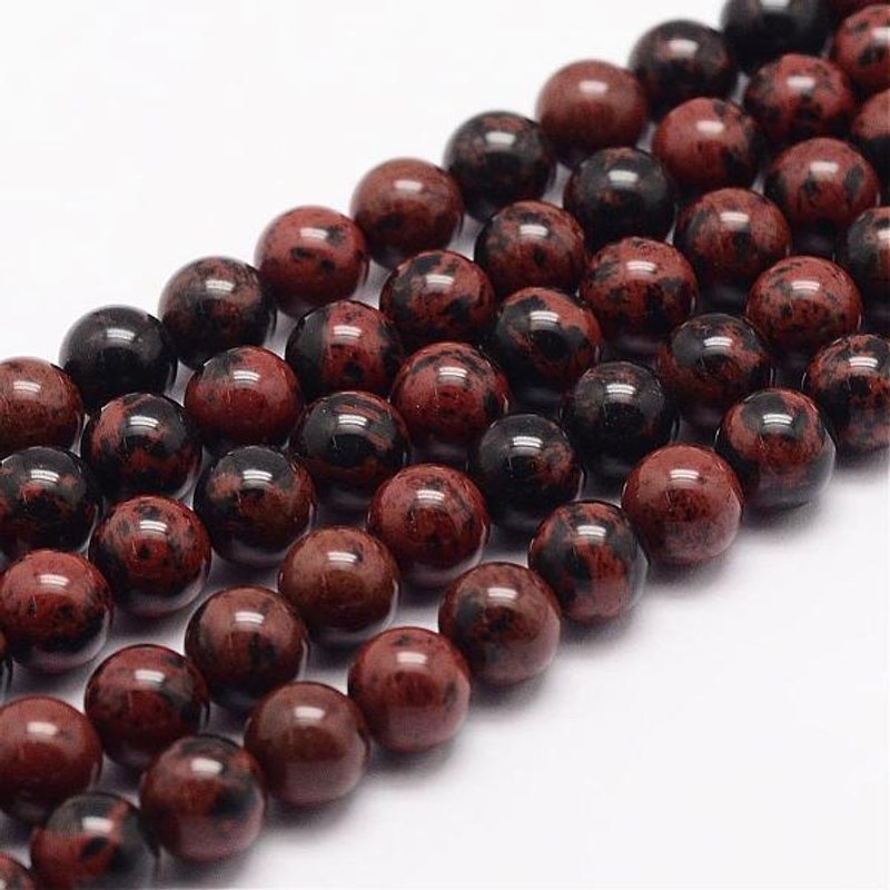 Natural Mahogany Obsidian Bead Strands, Round, 8mm, 15 inch — Jewelry Beads
