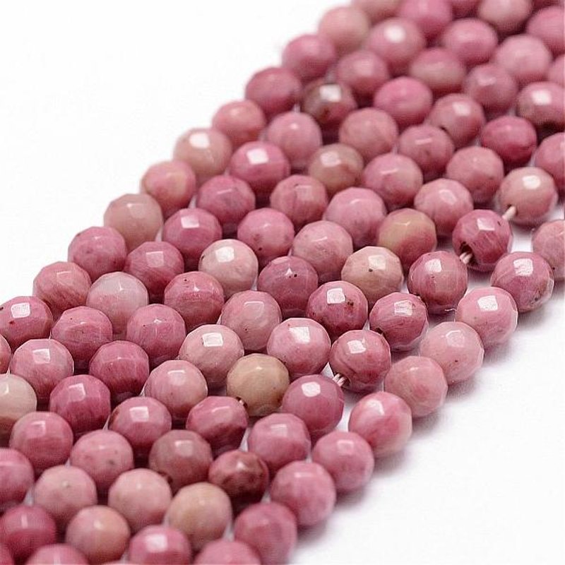 Brins de Perles de Rhodonite Naturelle, Ronde Facettée, 6mm, 57pcs — Perles à bijoux