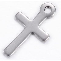Tarnish Resistant 304 Stainless Steel Cross Charm, 17x10mm