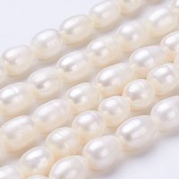 Brins de perles de culture d'eau douce naturelles, forme de riz, couleur coquillage — Perles à bijoux