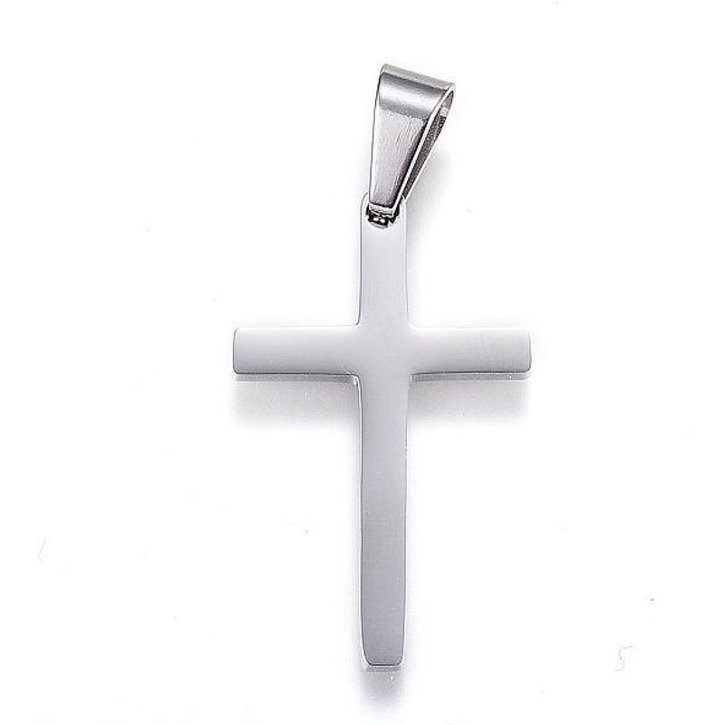 Pendentif Croix en Acier Inoxydable 304, Résistant au ternissement, 32x20x3mm — Breloques et pendentifs