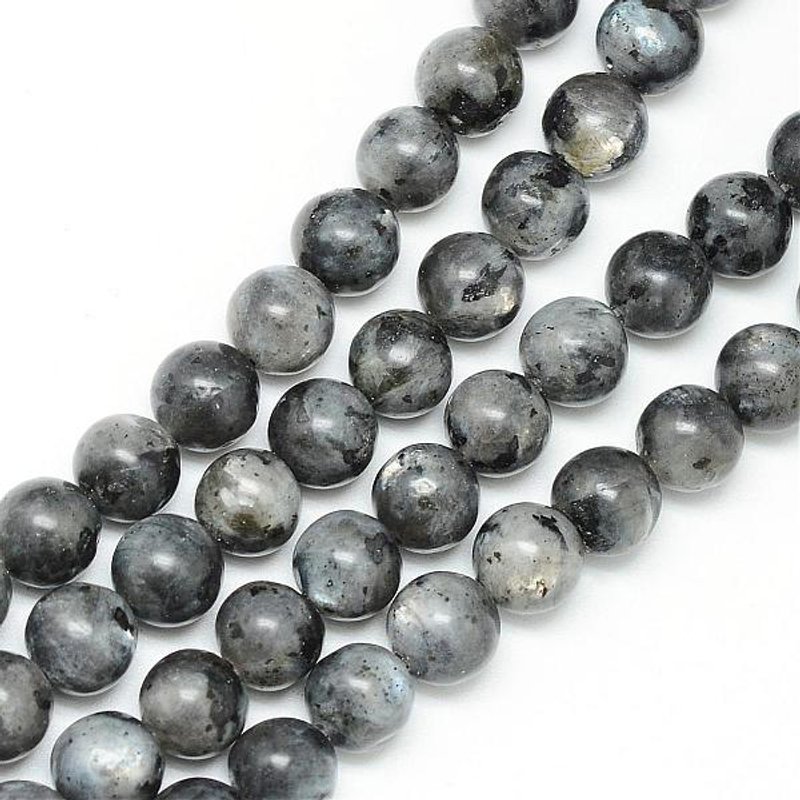 Natural Larvikite Beads Strands, Round 6mm, 1mm Hole, 59pcs — Jewelry Beads