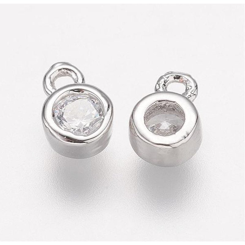 Brass Micro Pave AAA Cubic Zirconia Charms, Platinum Plated — Charms & Pendants