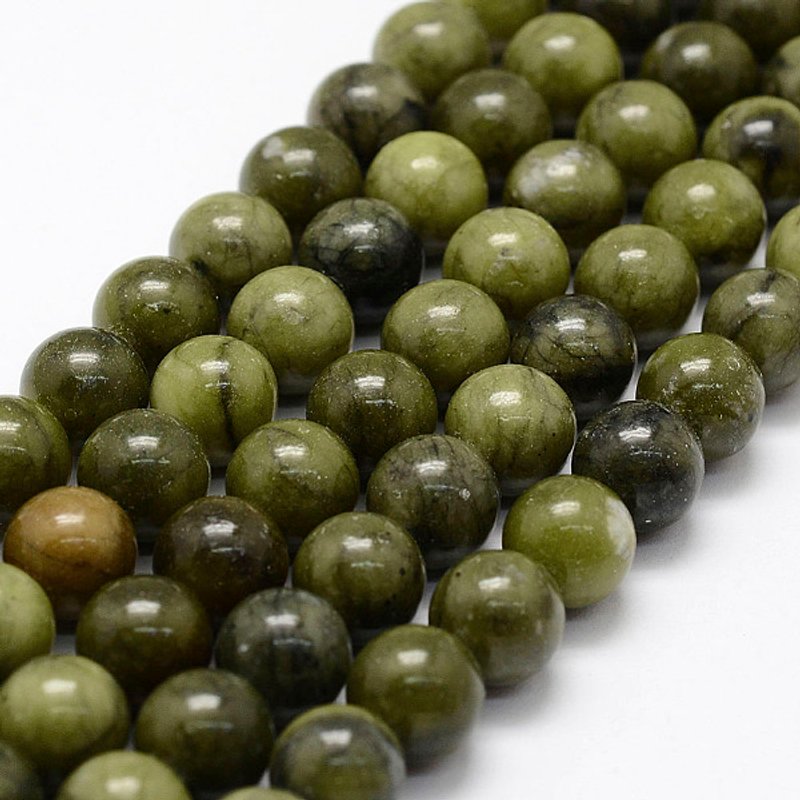 Brins de perles de jade chinois naturel, rond 10mm, 15 pouces — Perles à bijoux