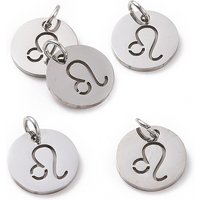 Charm en acier inoxydable non ternissant - Signe du zodiaque Lion — Breloques et pendentifs